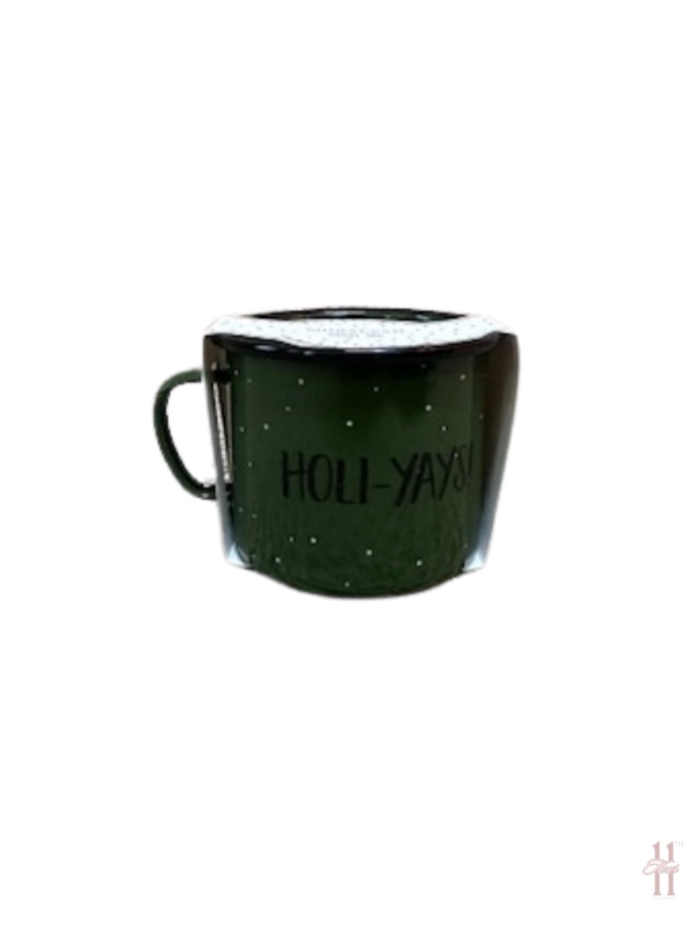 NEW Shiraleah Holi-Yays! Green Enamel Mug - Set of 4